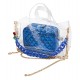 BAG - TOTE IN PINK, WATERPROOF PVC WITH METALLIC, QUILTED BLUE POUCH & KEYRING  "ALEX KATSAITI X STYLISHIOUS"